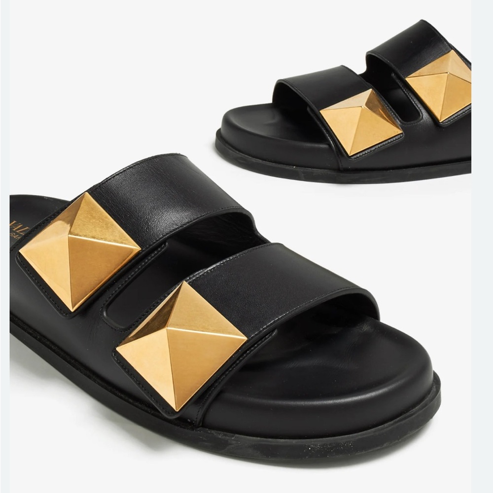 Valentino Garavani Black and Gold Sandals